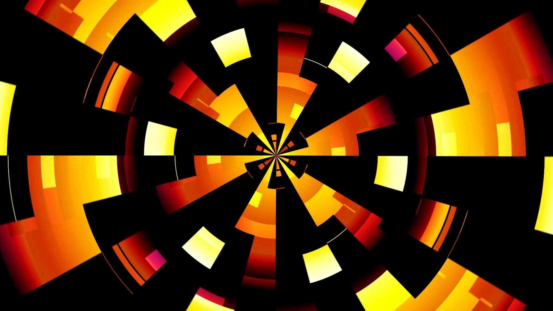 Rotating kaleidoscopic red and yellow gradients